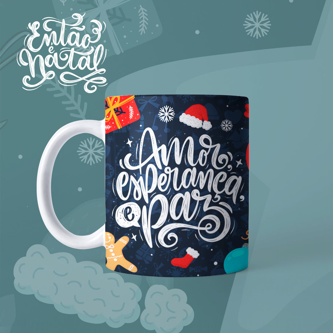 Caneca Feliz Natal Amor e Esperança 325ml