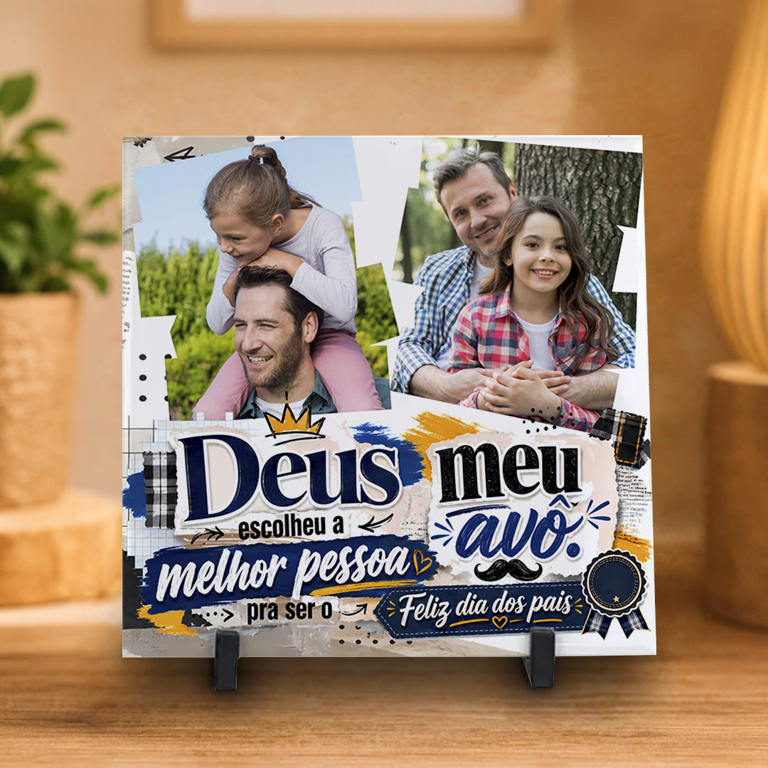 Azulejo Personalizado Avô melhor pessoa... (Com Foto do seu vovô)
