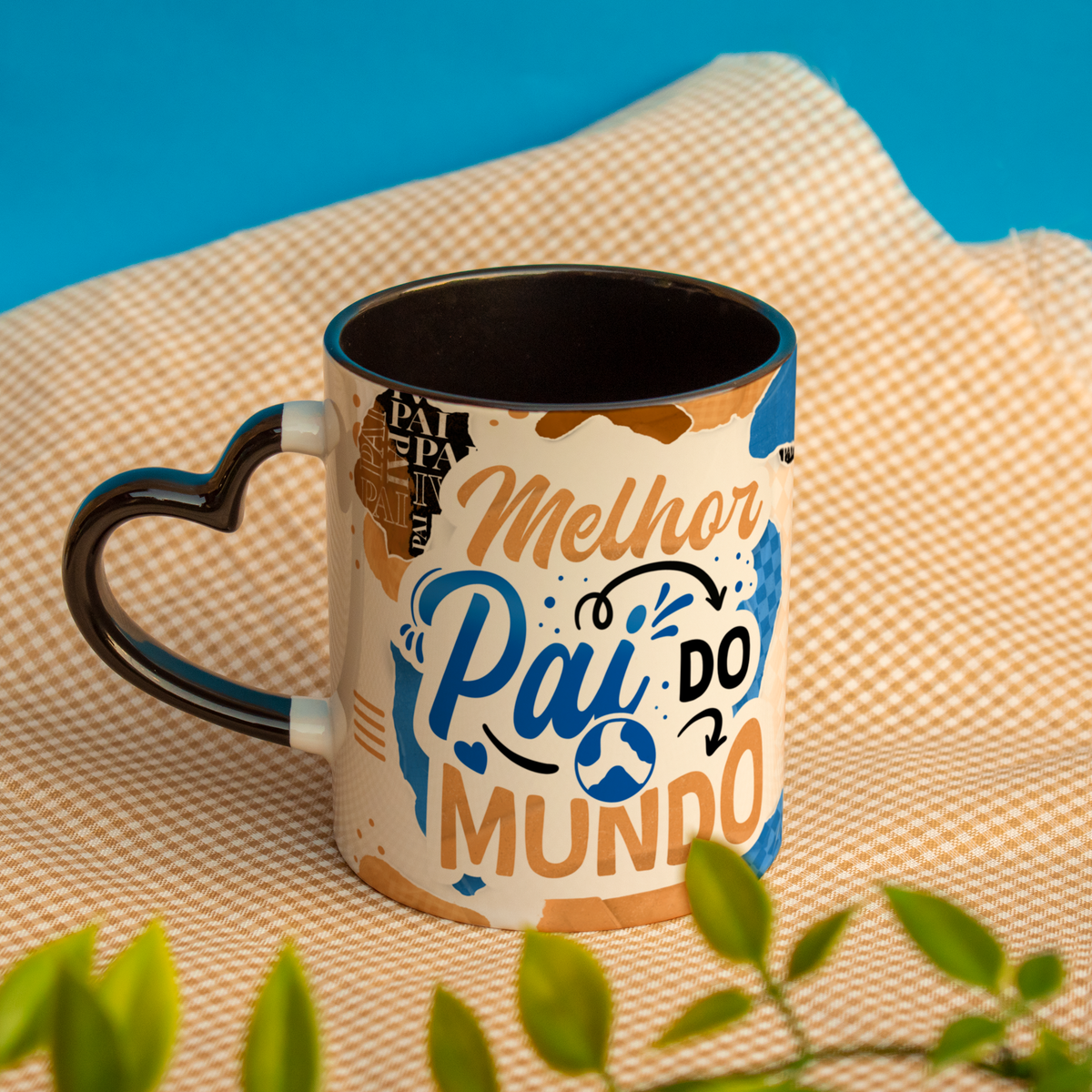 Caneca Dia dos Pais Alça de coração Melhor pai