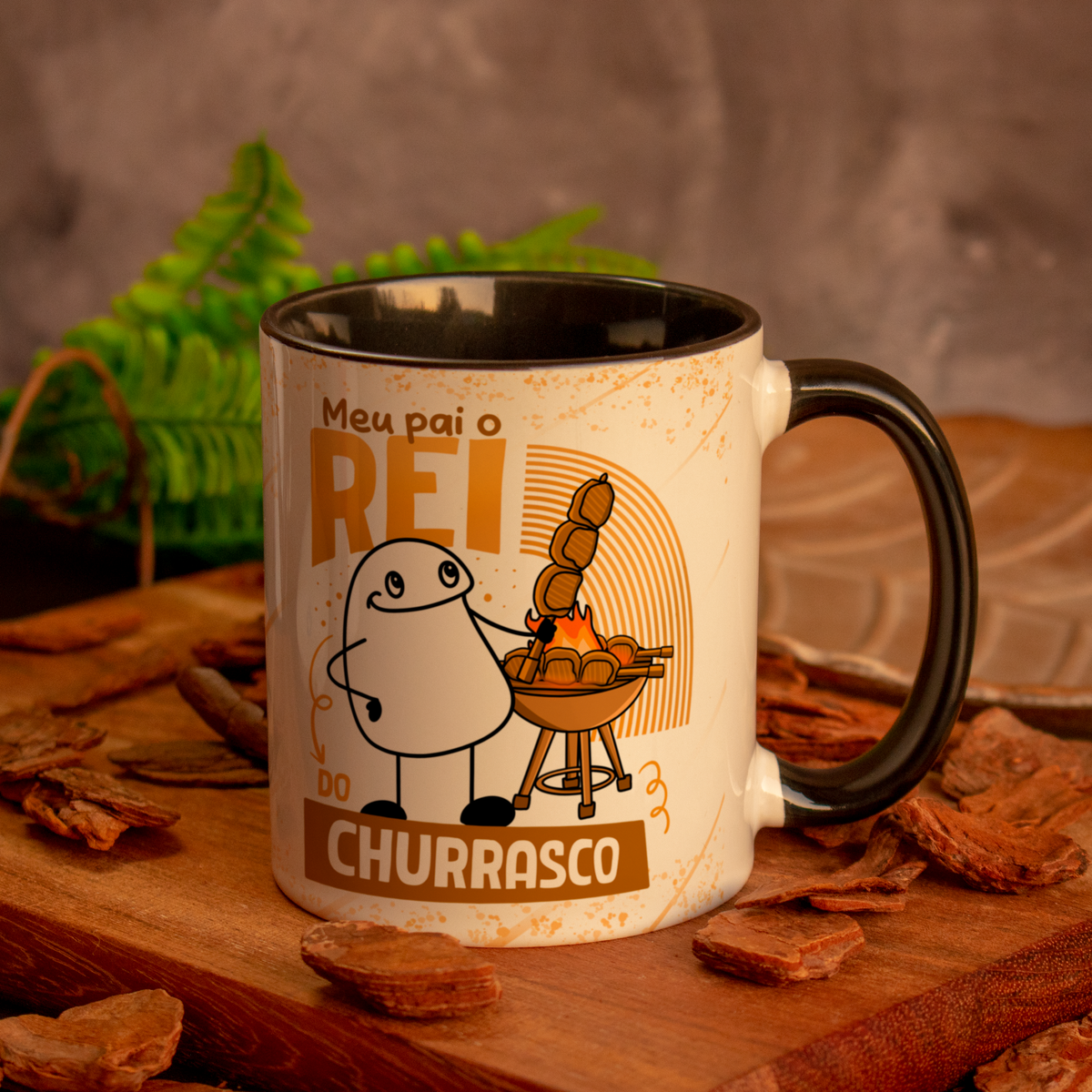 Caneca Dia dos Pais Alça Colorida Rei do Churrasco