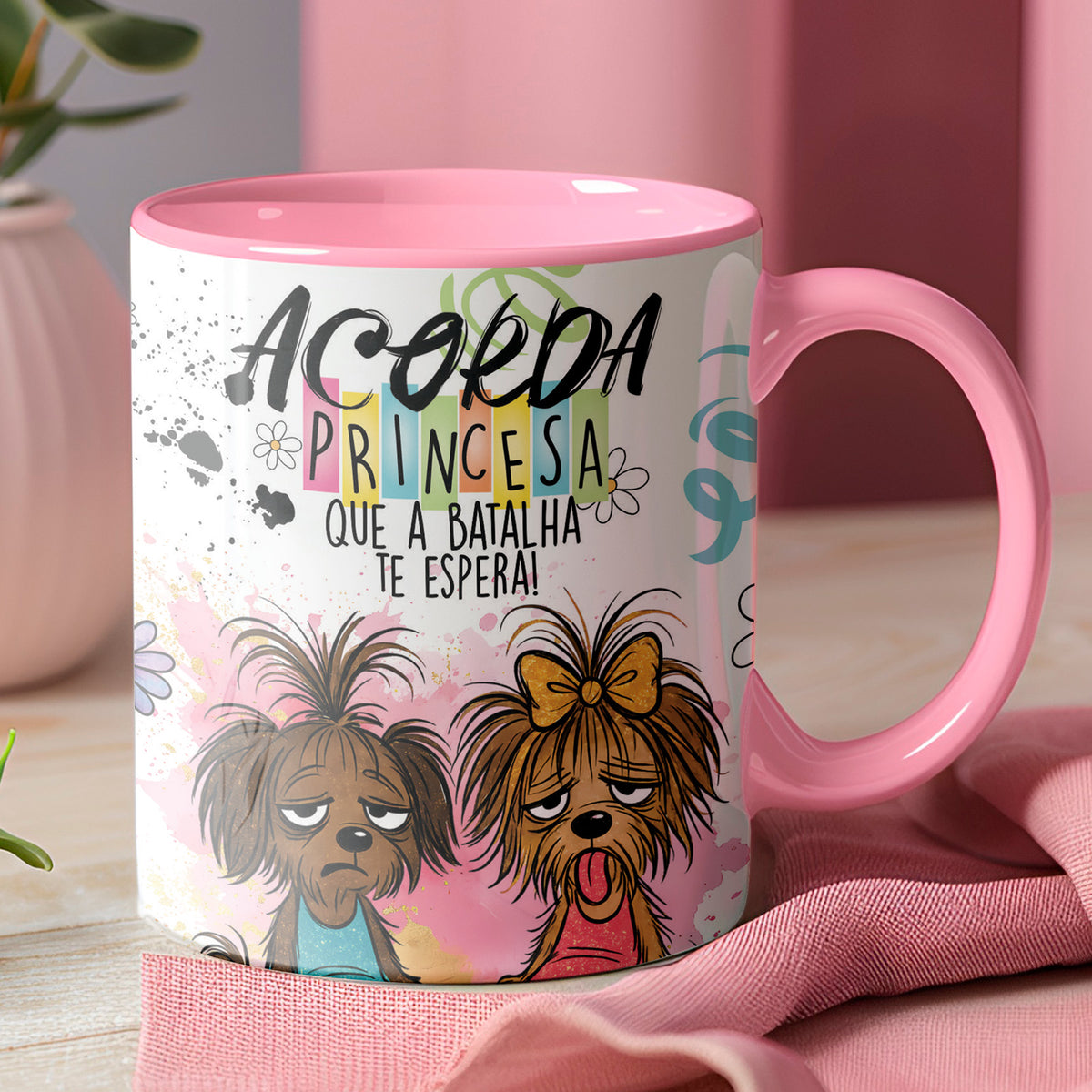 Caneca Frase Engraçada Acorda Princesa