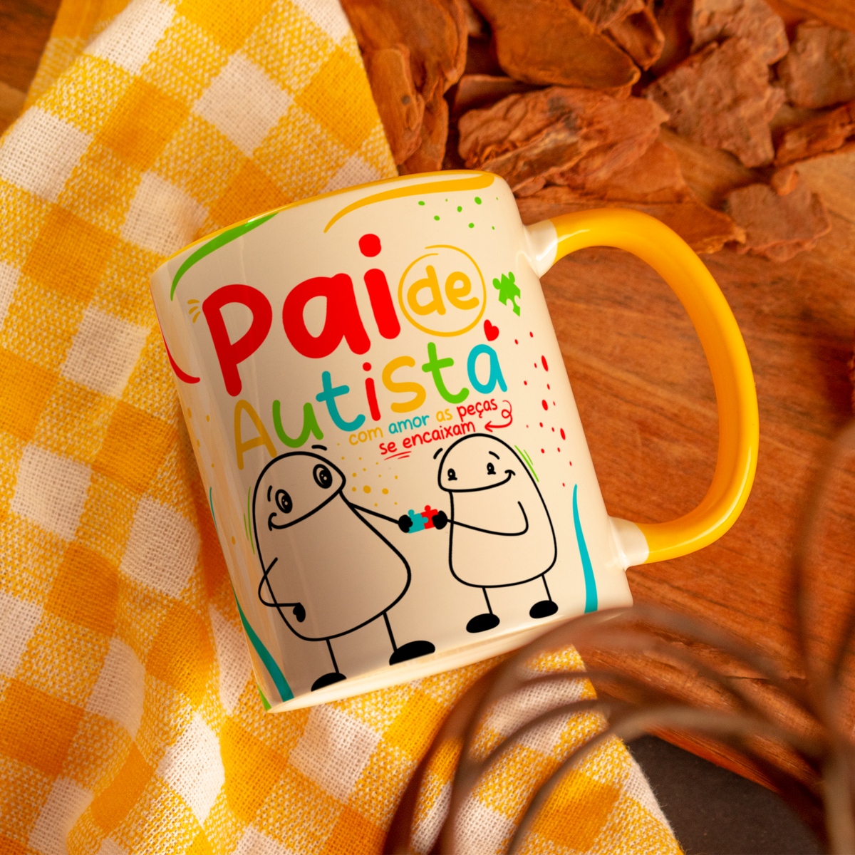 Caneca Dia dos Pais Alça Colorida Pai de Autista