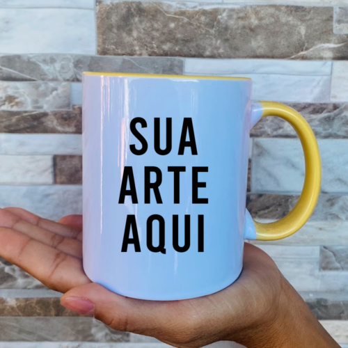 Caneca com Alça e fundo colorido Personalizada