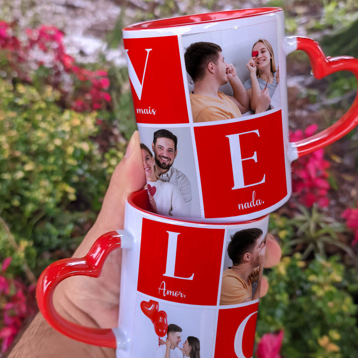 Caneca Namorados Alça de coração, Love