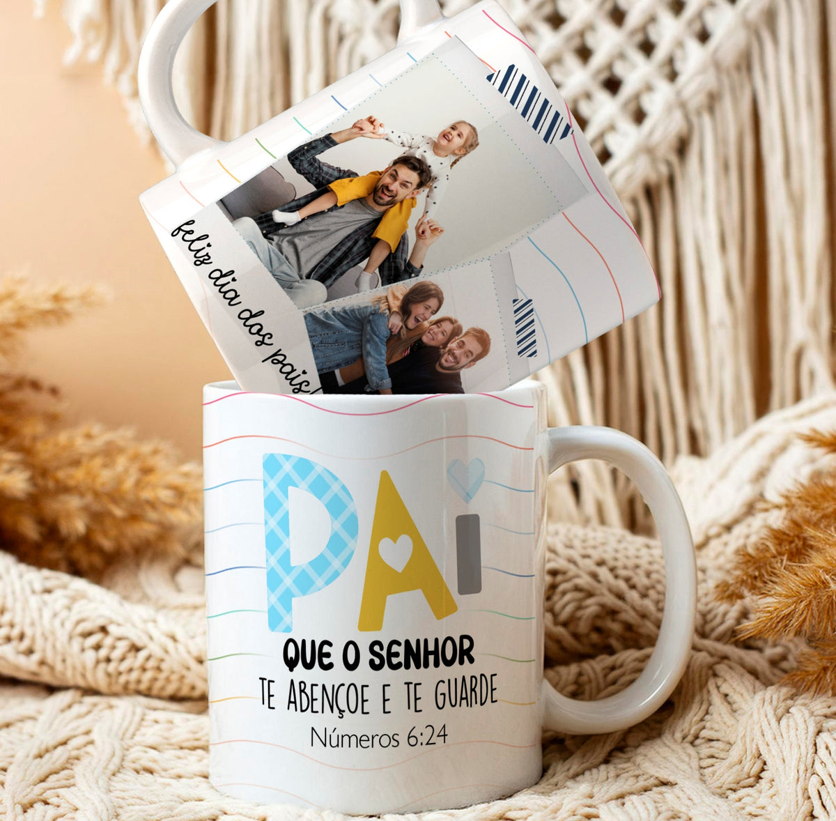 Caneca Dia dos Pais Abençoado (Foto do Seu pai)