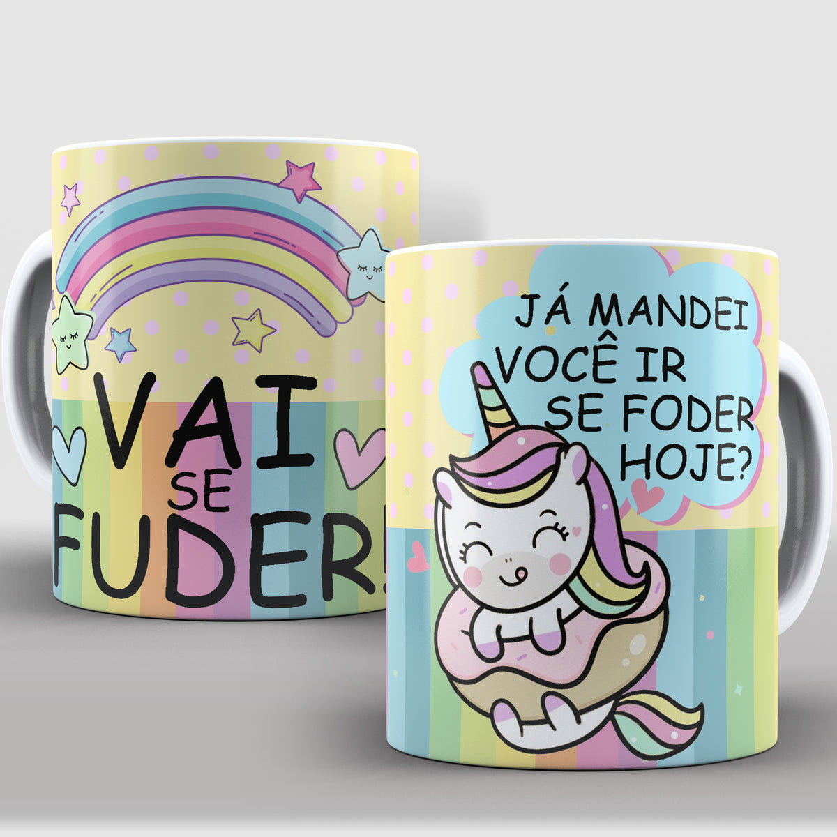 Caneca Branca Ja mandei unicórnio Personalizada