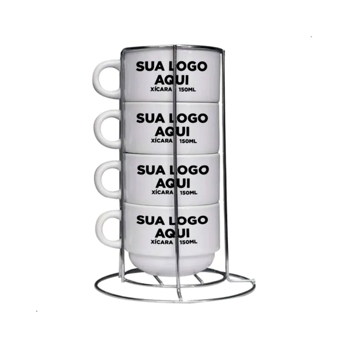 Kit 4 Xícaras de Porcelana Personalizadas com Sua Logo ou Foto (150ml)