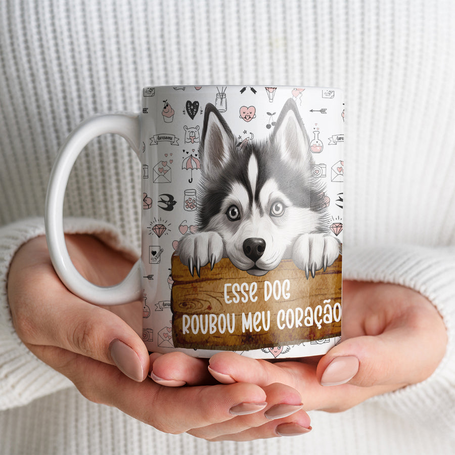 Caneca de Cerâmica Husky Siberiano