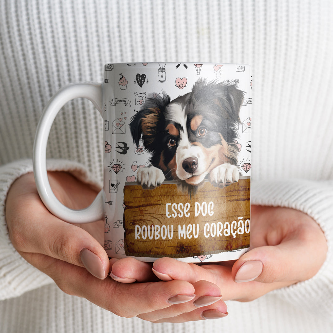 Caneca de Cerâmica Cachorro Pastor Americano