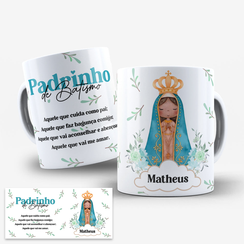 Kit 2 Canecas Convite Padrinhos (Nossa Senhora)