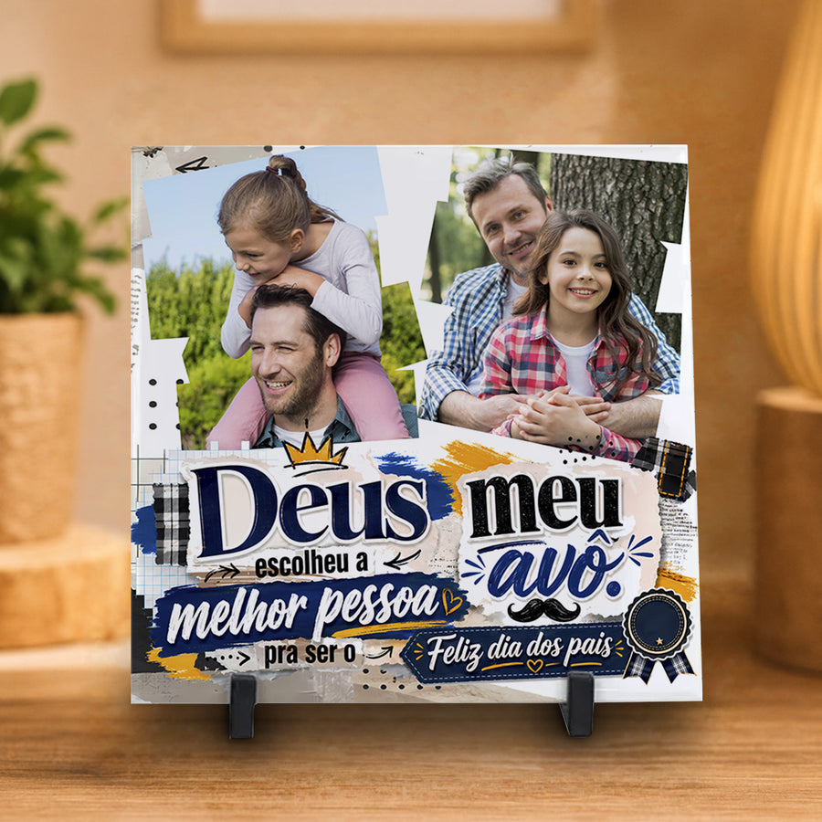 Azulejo Personalizado Avô melhor pessoa... (Com Foto do seu vovô)