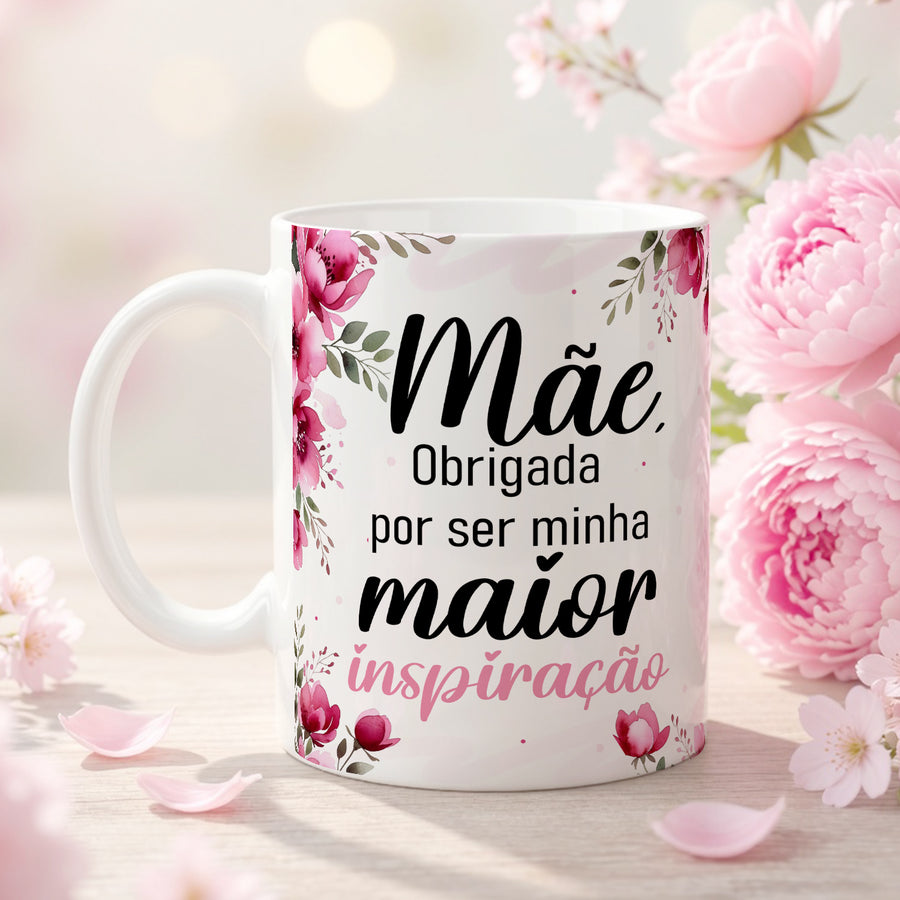 Caneca Porcelana Mãe Obrigada por ser...