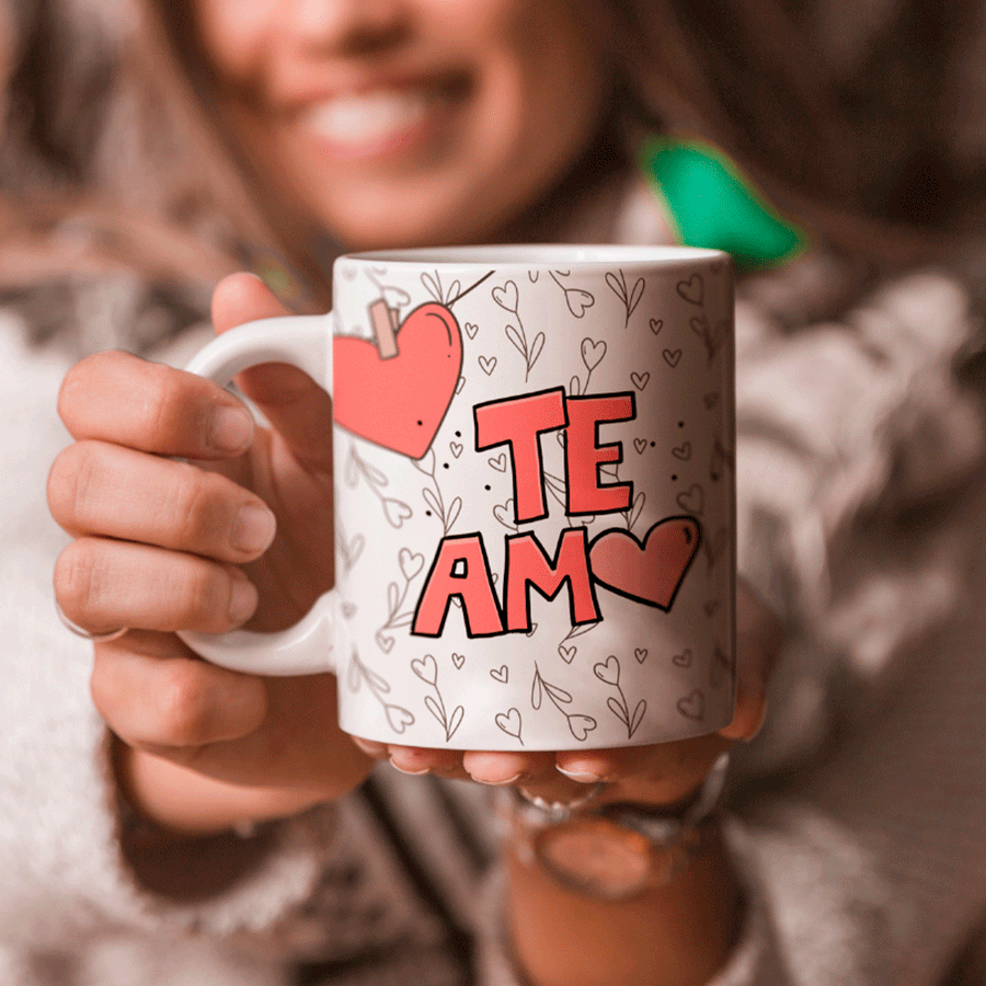 Caneca Branca Personalizada Te amo