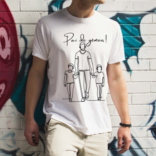 Camisa Branca Dia dos Pais (Pai de Gêmeos)