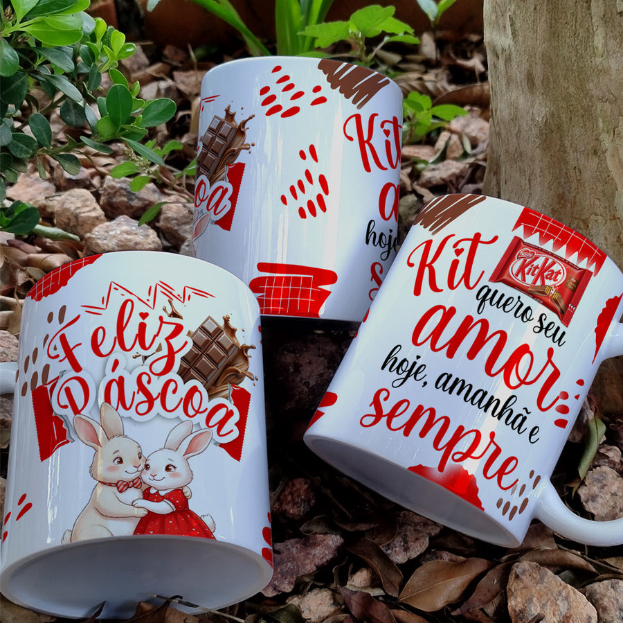 Caneca Pascoa KitKat "Kit Quero seu Amor..."