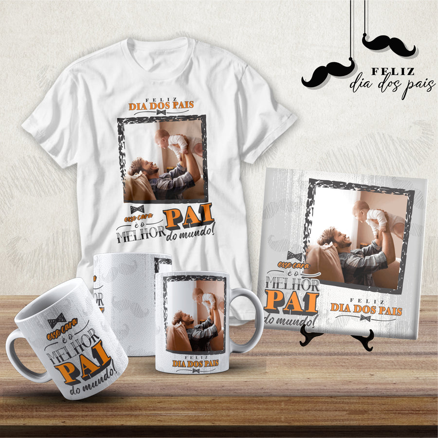 Kit 2 Dia dos Pais (1 Caneca, 1 Azulejo e 1 Camisa)