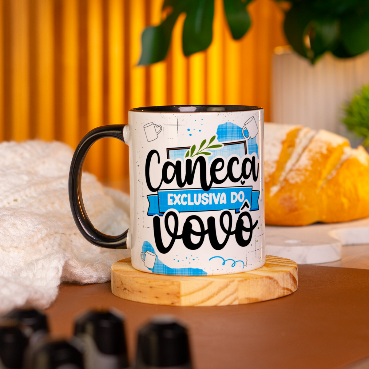 Caneca Vovô Fundo e Fundo Alça Preta