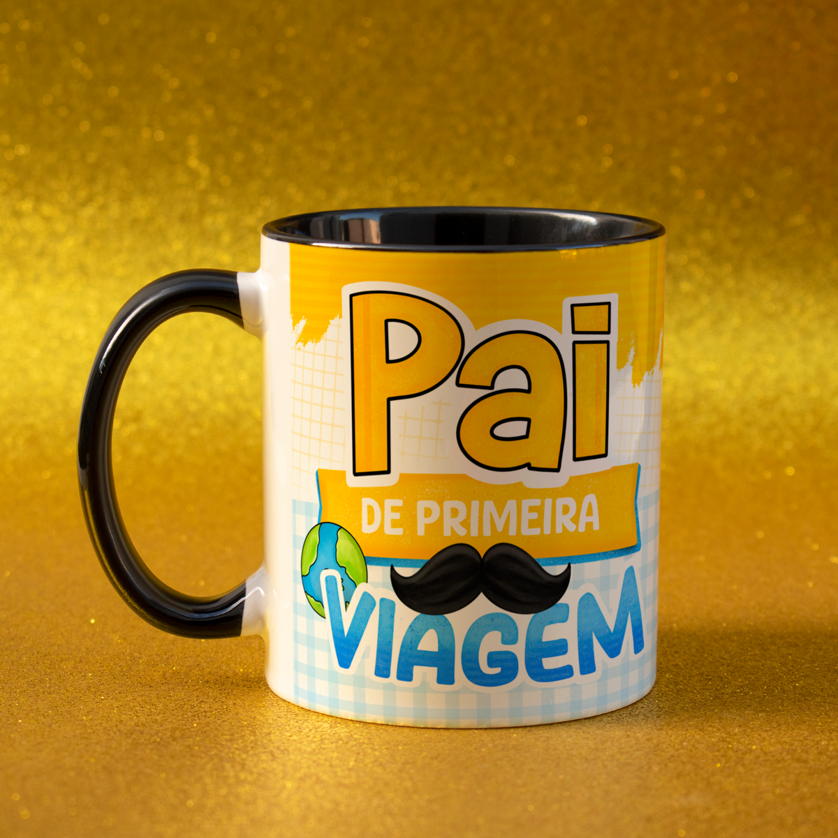 Caneca Dia dos Pais Alça Colorida Pai de Primeira Viagem