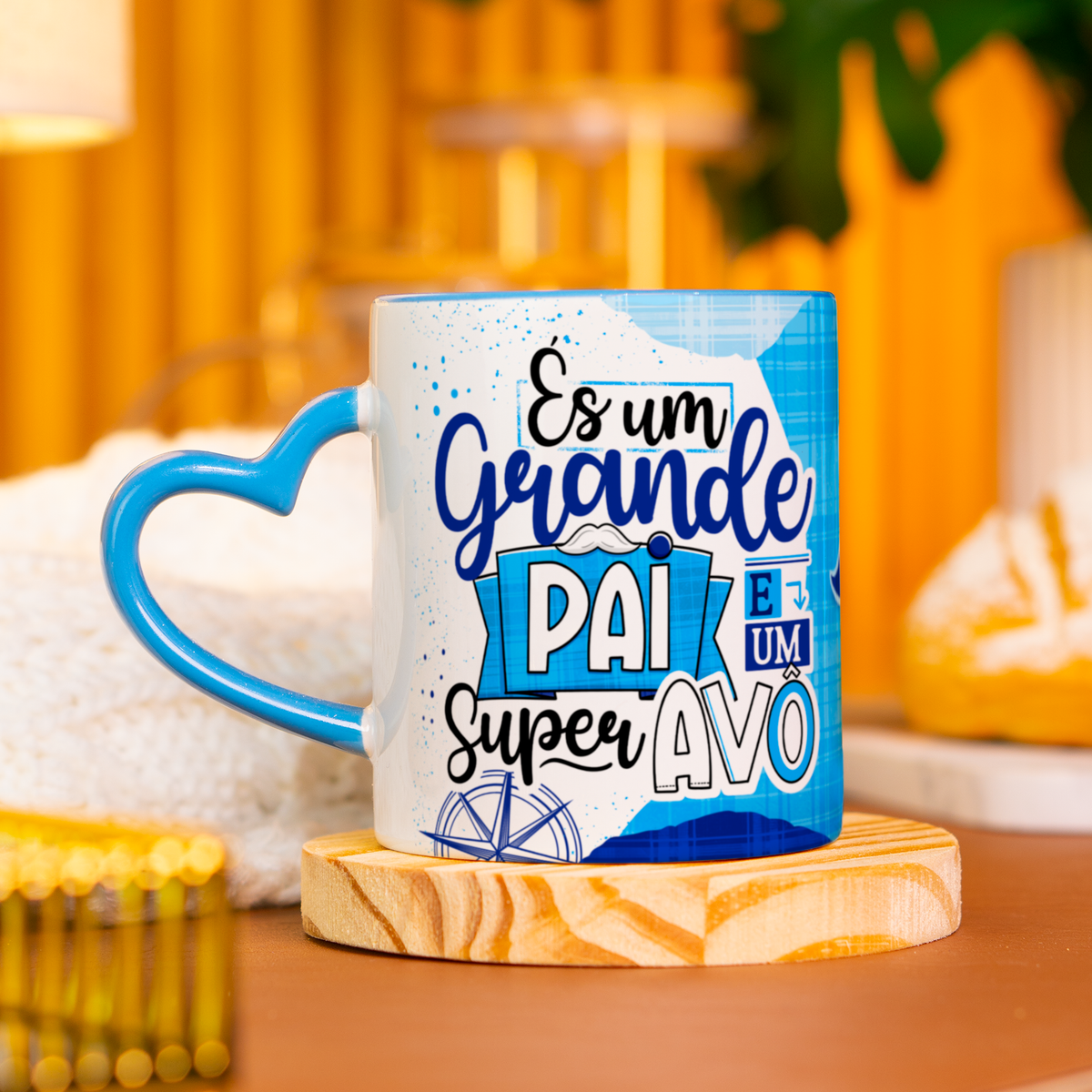 Caneca Super Avô Alça de coração