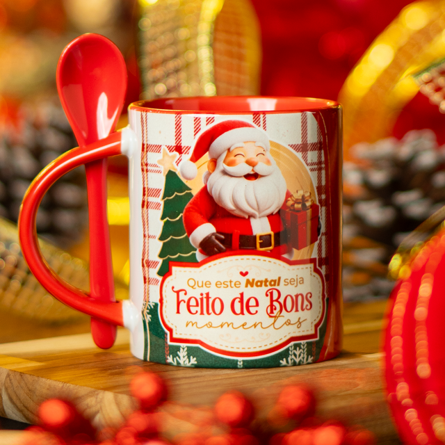 Caneca Personalizada "Feliz Natal, Feito de bons momentos"