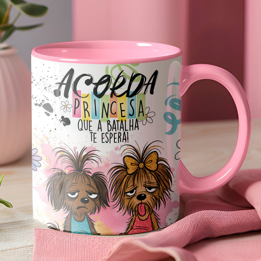 Caneca Frase Engraçada Acorda Princesa