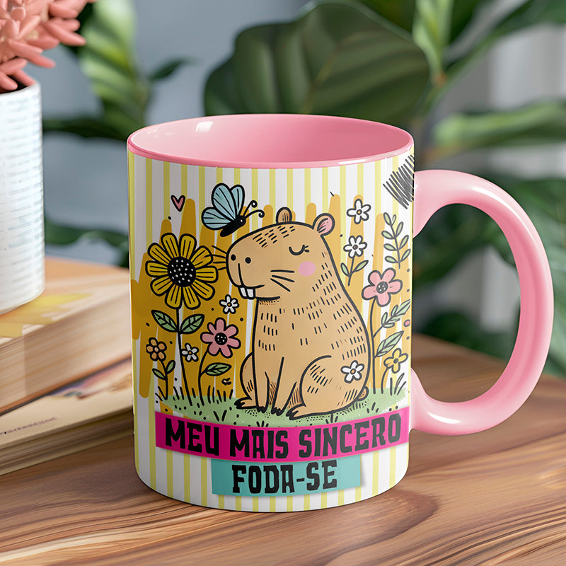 Caneca Frase Engraçada Café Meus mais... Foda-se