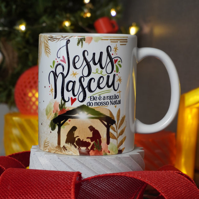 Caneca Personalizada "Feliz Natal, Jesus Nasceu"