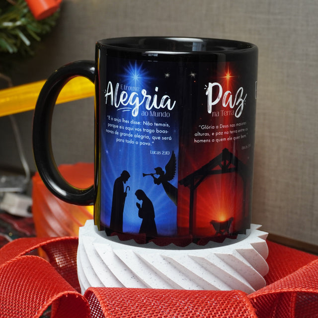 Caneca Personalizada "Feliz Natal, Alegria, Paz, Esperança e Amor"