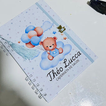 Caderneta de Vacinação Personalizada Tema Ursinho - Capa Dura & Miolo Oficial