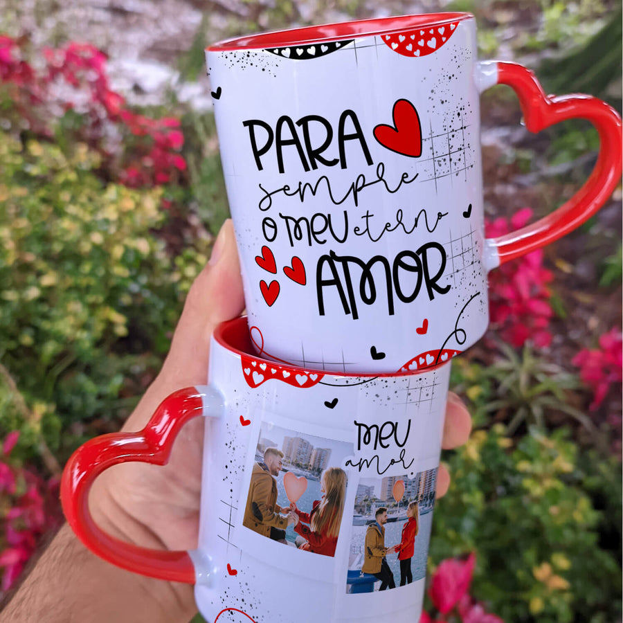Caneca Namorados Alça de coração (Para Sempre)