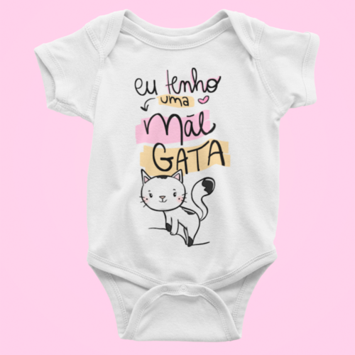 Body Branco Personalizado Mãe Gata