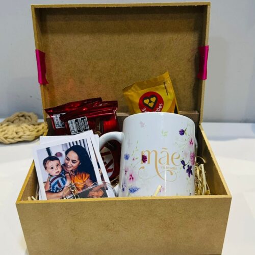 Kit Dia das Mães Brindes + Caixa de Presente Luxo em MDF
