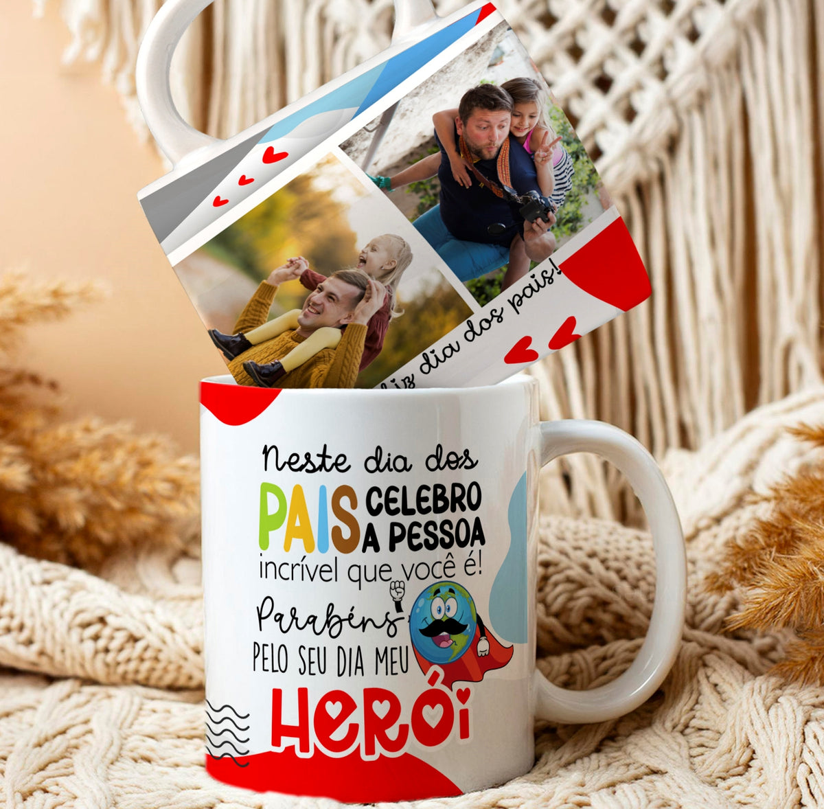 Caneca Dia dos Pais Herói (Foto do Seu pai)