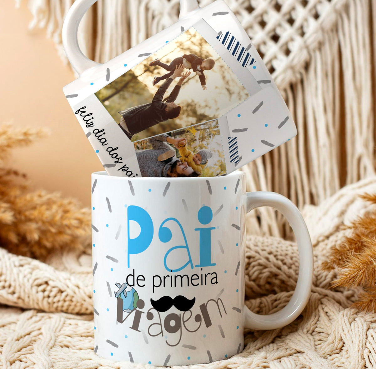 Caneca Dia dos Pais de Primeira (Foto do Seu pai)